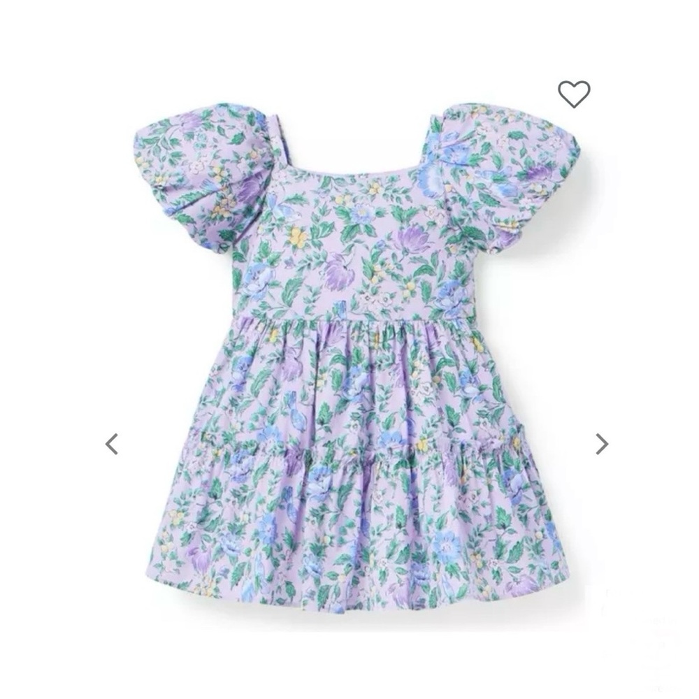 Janie and Jack Purple Floral Puff Sleeve Dress